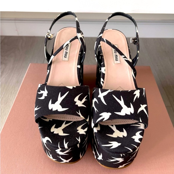 Miu Miu - Swallow Platform Sandals - Size 36.5 - Picture 2 of 4